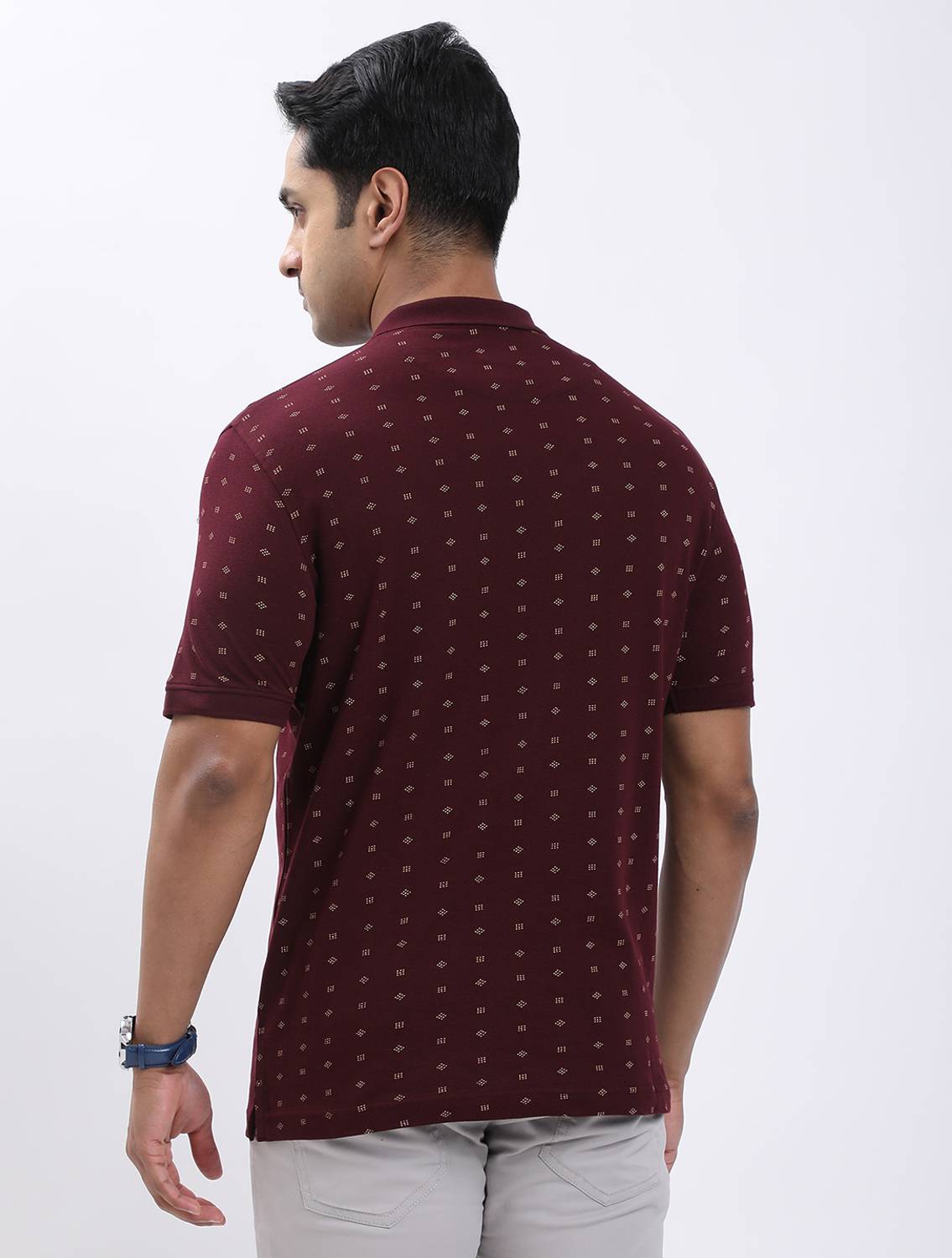 Indian Terrain Men Polo Neck Maroon T-Shirt - Image 2