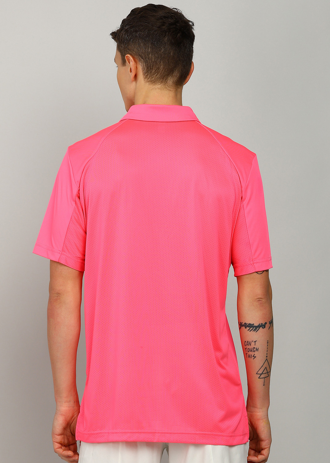 Image of ADIDAS Men Solid Polo Neck Polyester Pink T-Shirt