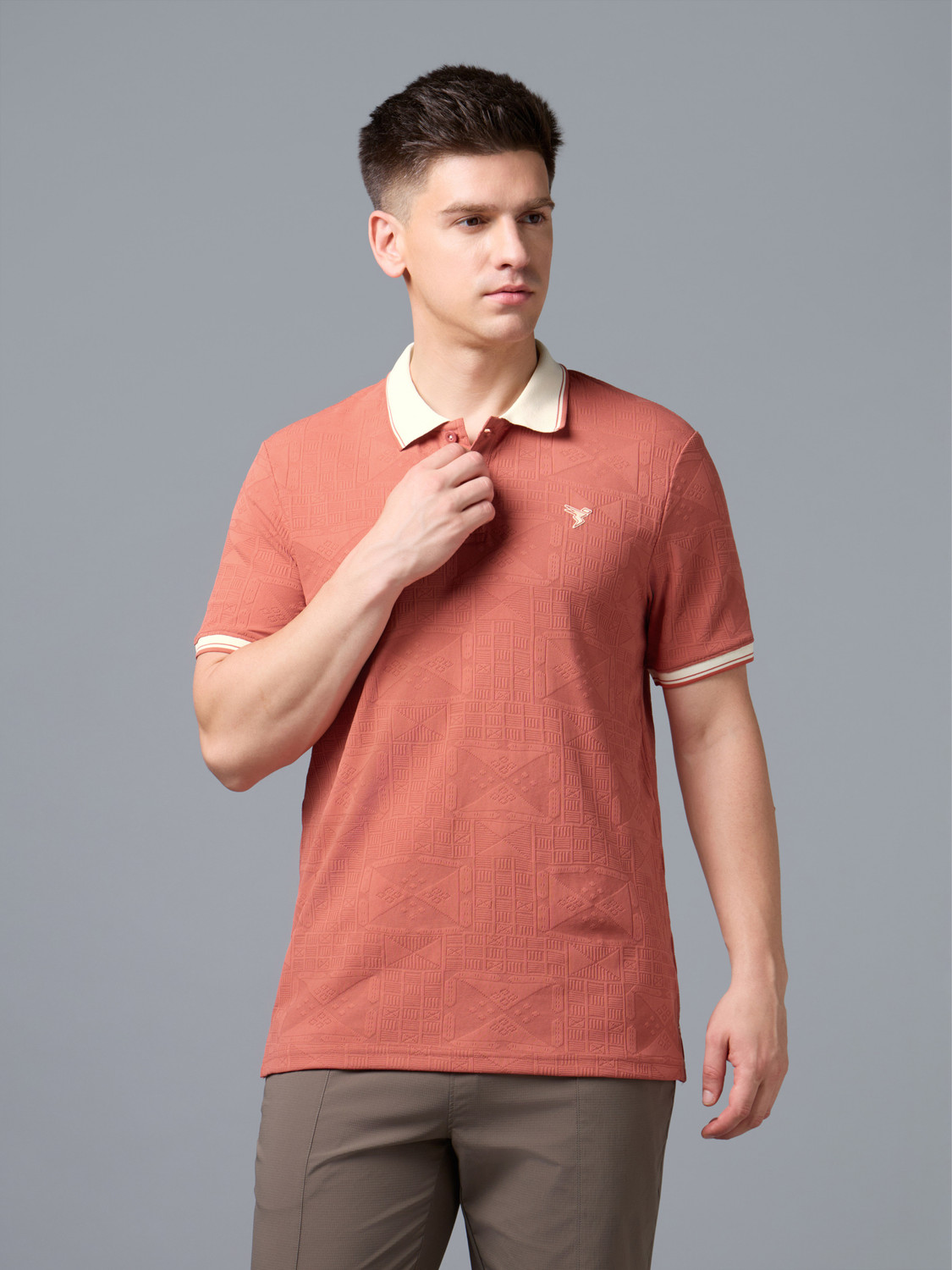 Image of TECHNOSPORT Self Design Men Polo Neck Multicolor T-Shirt
