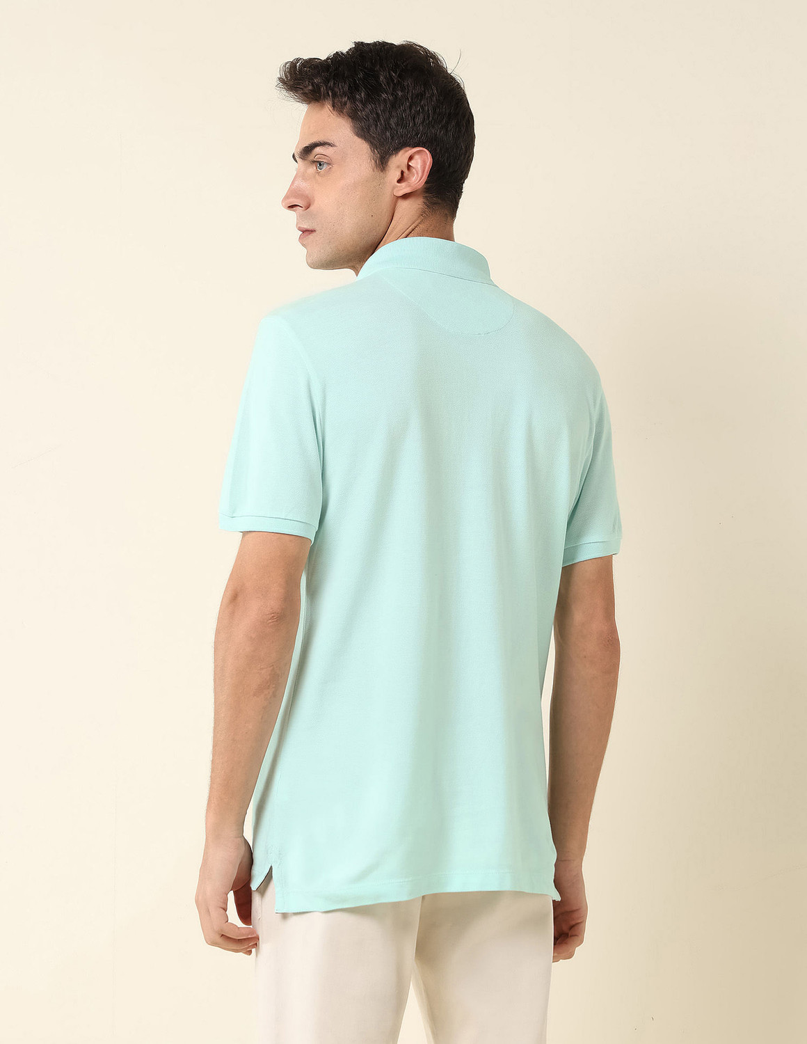 Image of U.S. POLO ASSN. Solid Men Polo Neck Light Green T-Shirt