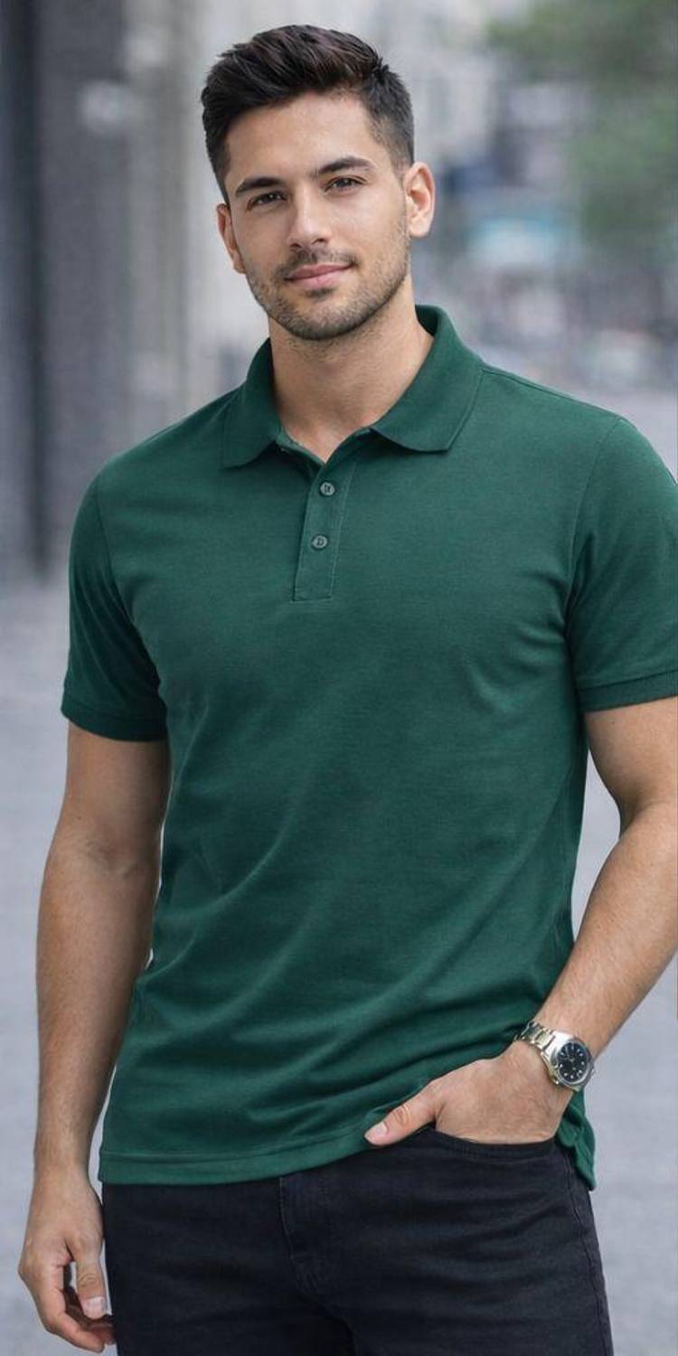 KAVERO FASHION Men Solid Round Neck Polyester Green T-Shirt