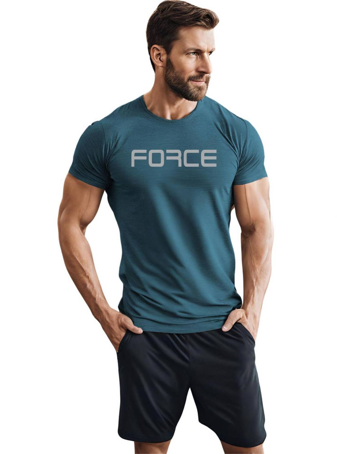 3colors Printed Men Round Neck Blue T-Shirt