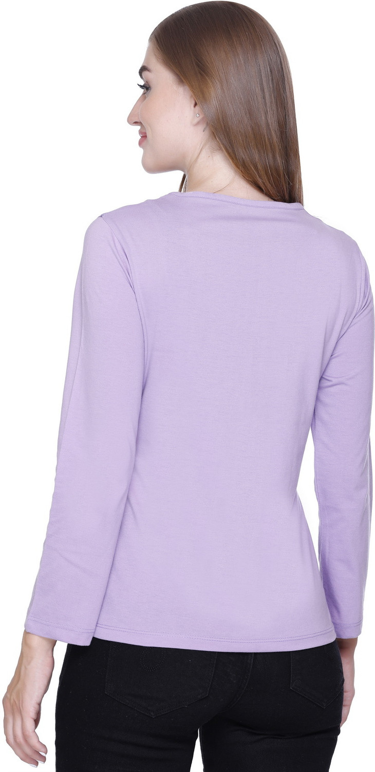 Image of Star Touch Graphic Print Women Round Neck Purple, Pink T-Shirt