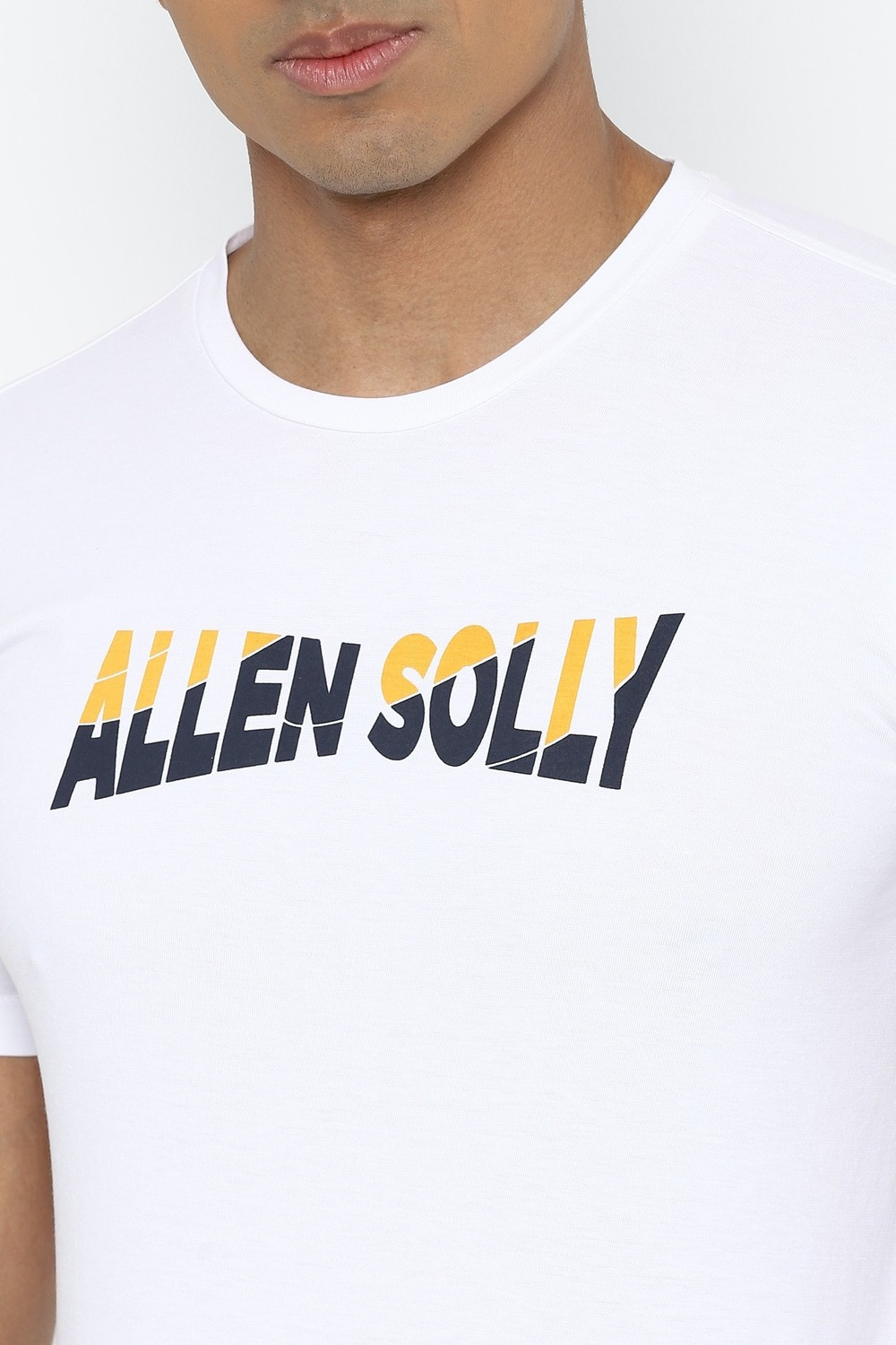Image of Allen Solly Printed Men Round Neck White T-Shirt