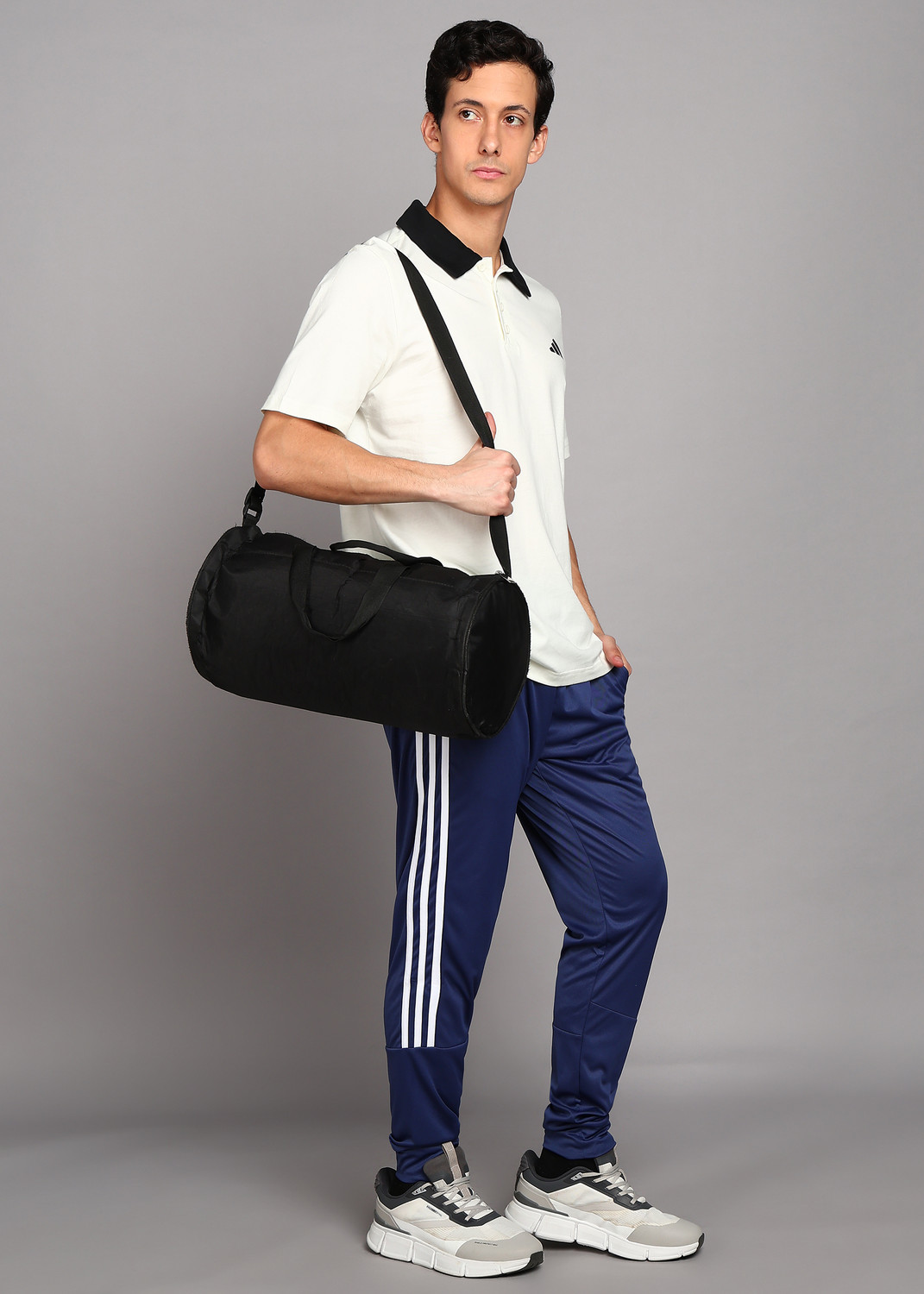 Image of ADIDAS Solid Men Polo Neck White T-Shirt