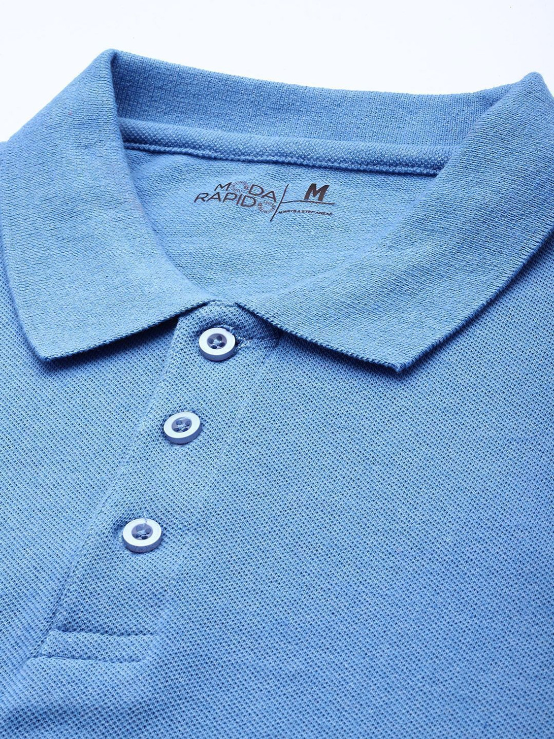 Image of Moda Rapido Solid Men Polo Neck Light Blue T-Shirt