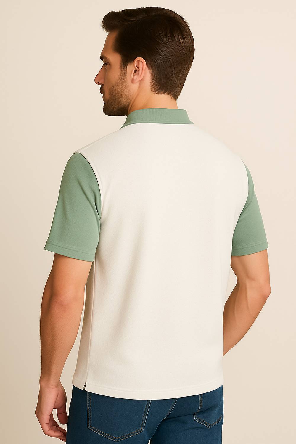 Try This Colorblock Men Polo Neck Black, Light Green T-Shirt - Image 2