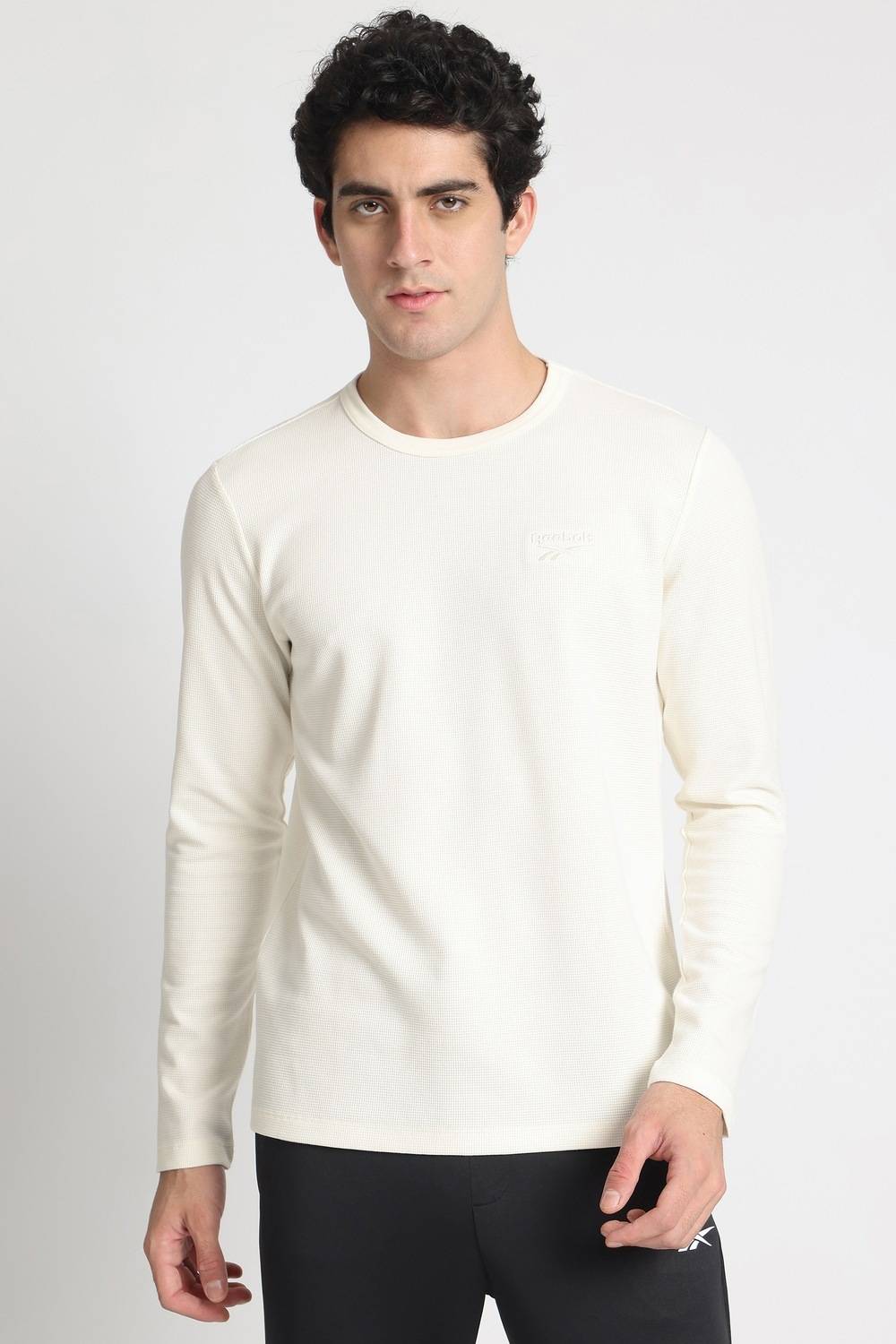 REEBOK Men White Round Neck T-Shirt - Image 1
