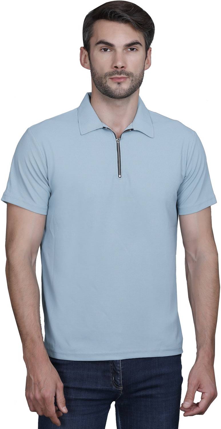 SANE ORIGINALS Solid Men Polo Neck Dark Blue T-Shirt - Buy SANE