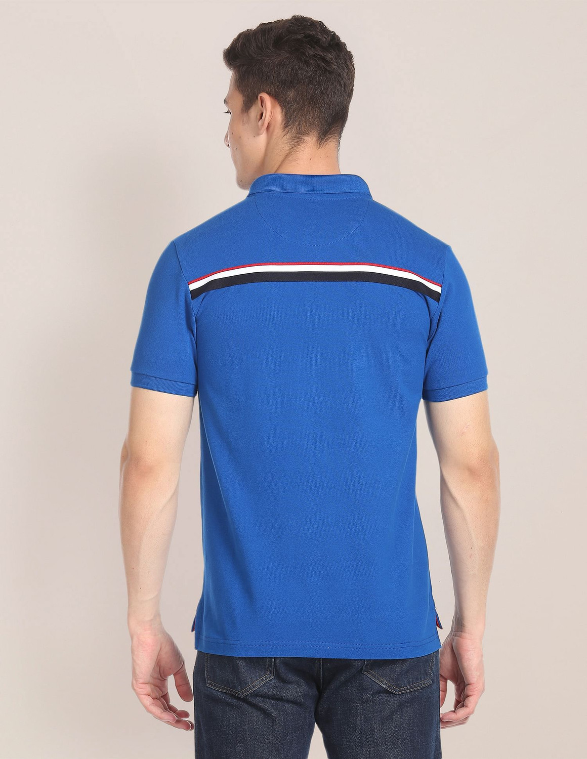 Image of U.S. POLO ASSN. Solid Men Polo Neck Blue T-Shirt