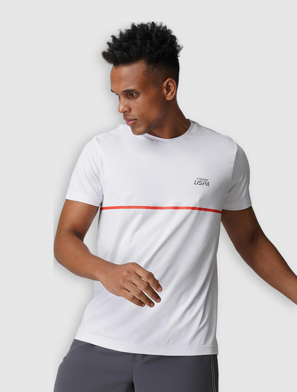 Image of U.S. POLO ASSN. Solid Men Round Neck White T-Shirt