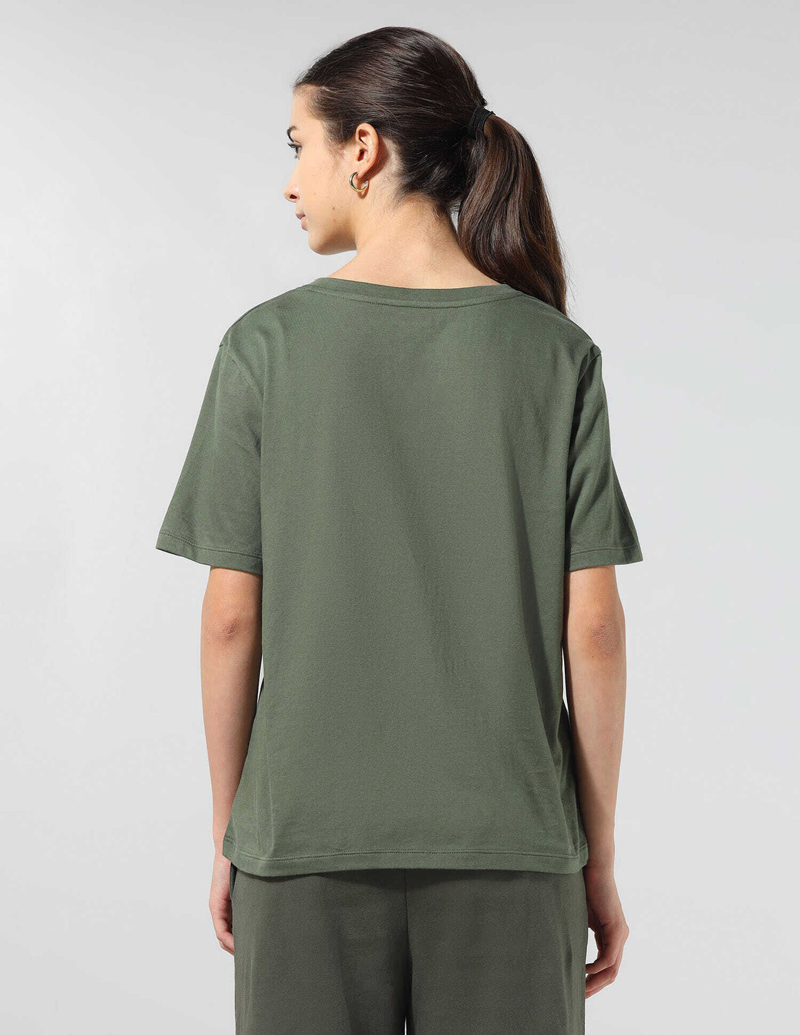 Image of U.S. POLO ASSN. Printed Women V Neck Green T-Shirt