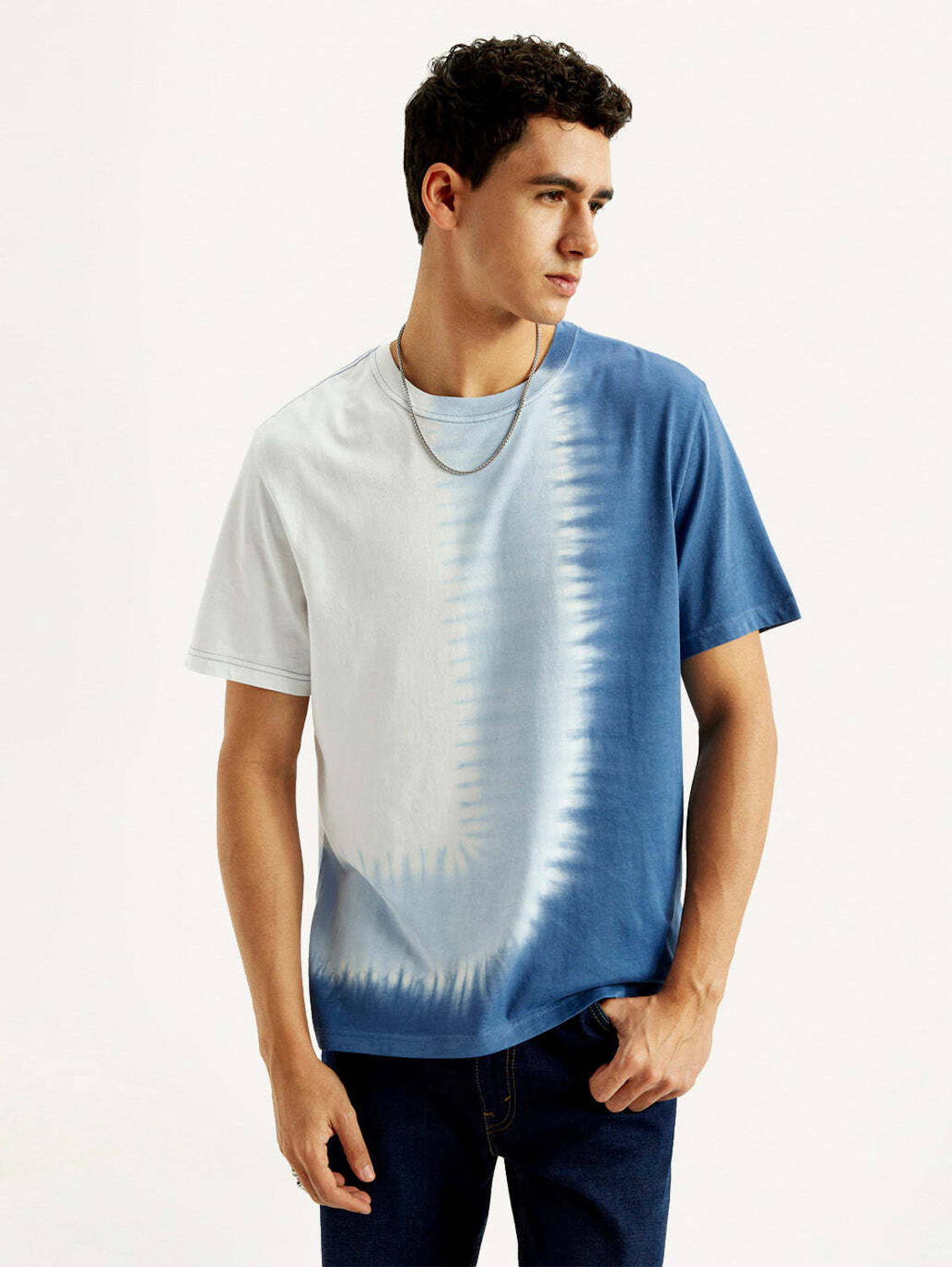 Image of LEVI'S Tie & Dye Men Crew Neck White T-Shirt