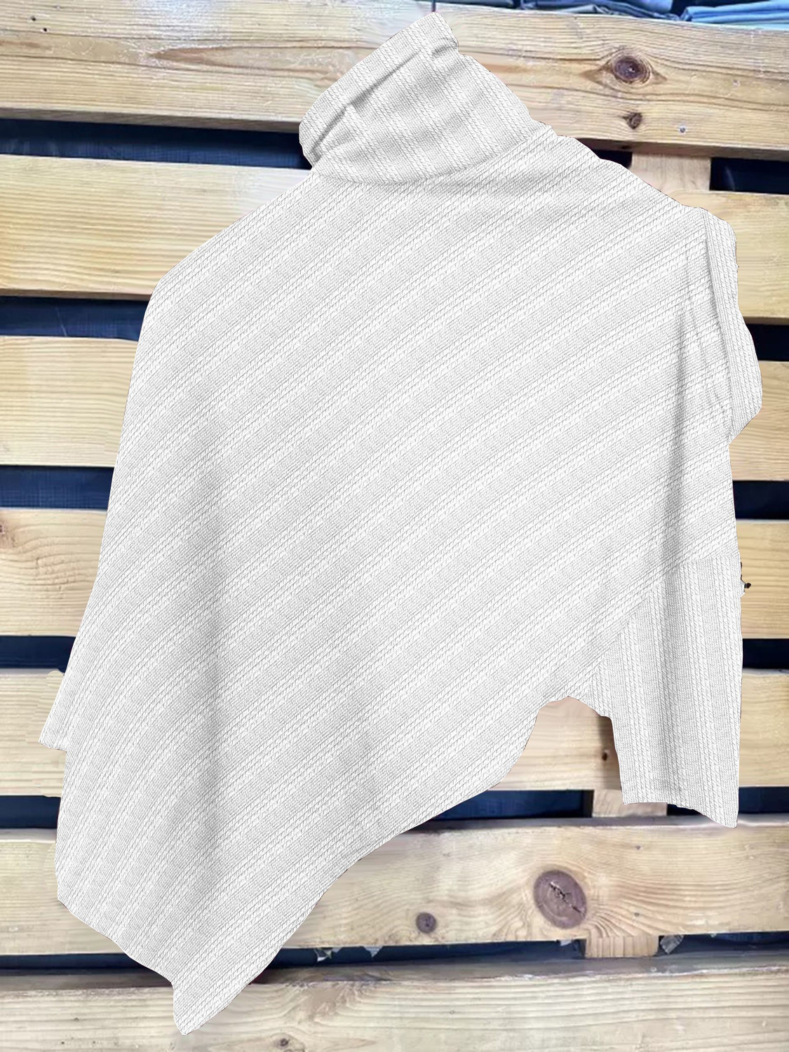 Image of COMBRAIDED Striped Men Zip Neck White T-Shirt
