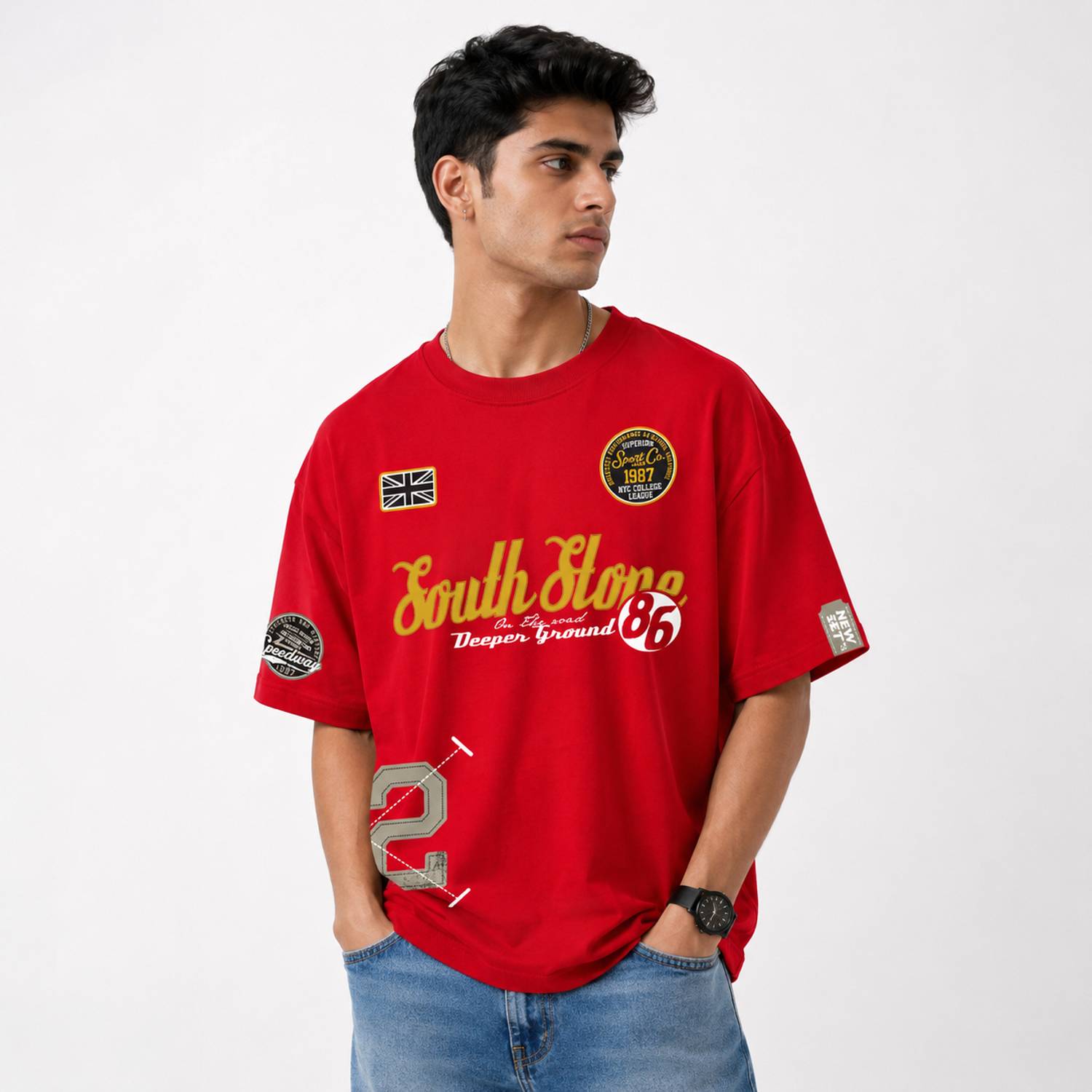 THE S LIVING Printed Men Red T-Shirt