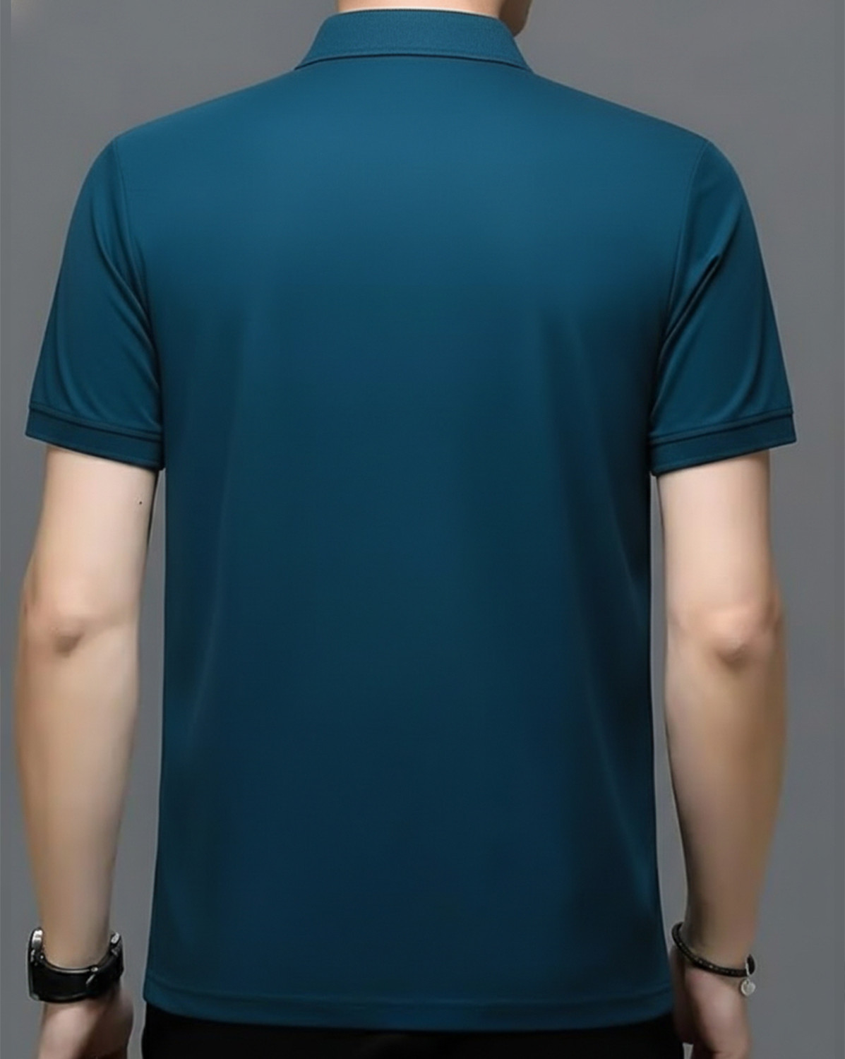 Image of ENITOR Graphic Print Men Polo Neck Light Blue T-Shirt