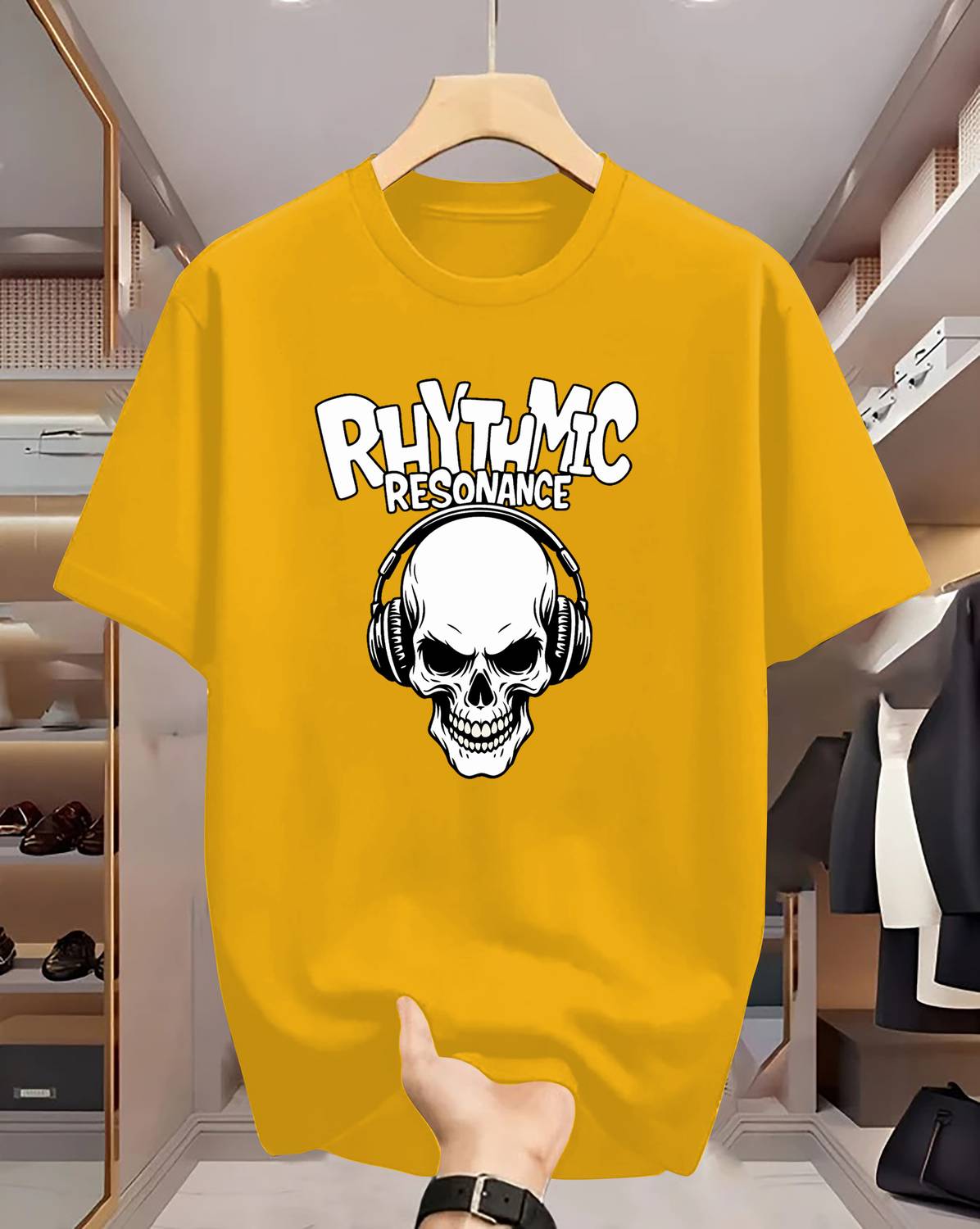 BuckleMen Printed Men Round Neck Yellow T-Shirt