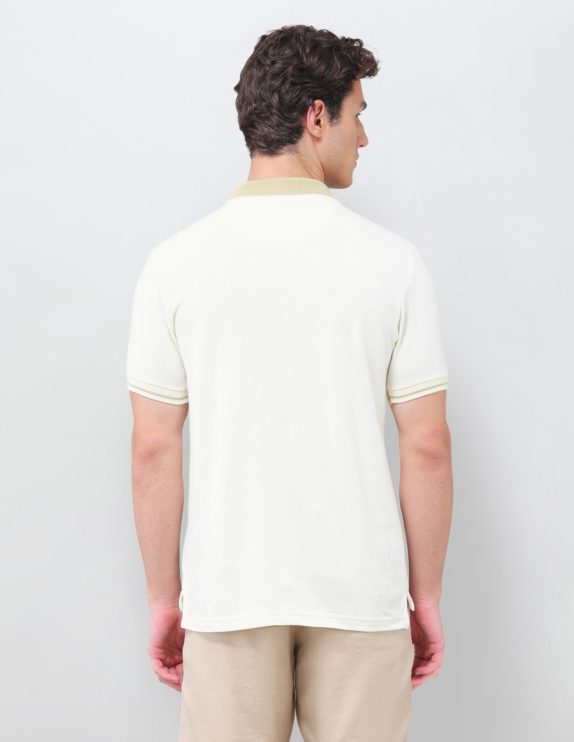 Image of U.S. POLO ASSN. Solid Men Polo Neck White T-Shirt