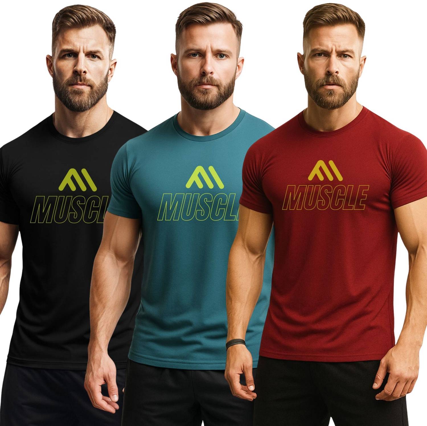 3colors Printed Men Round Neck Black, Blue, Maroon T-Shirt
