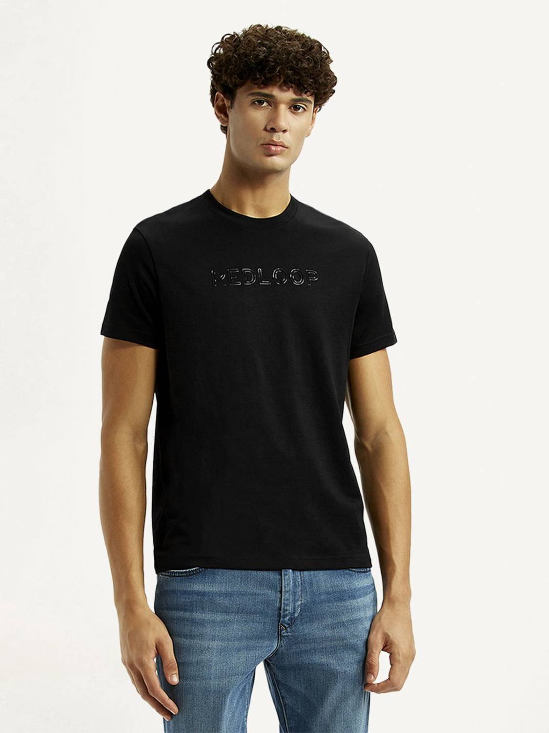 LEVI'S Men Graphic Print Crew Neck Organic Cotton Black T-Shirt