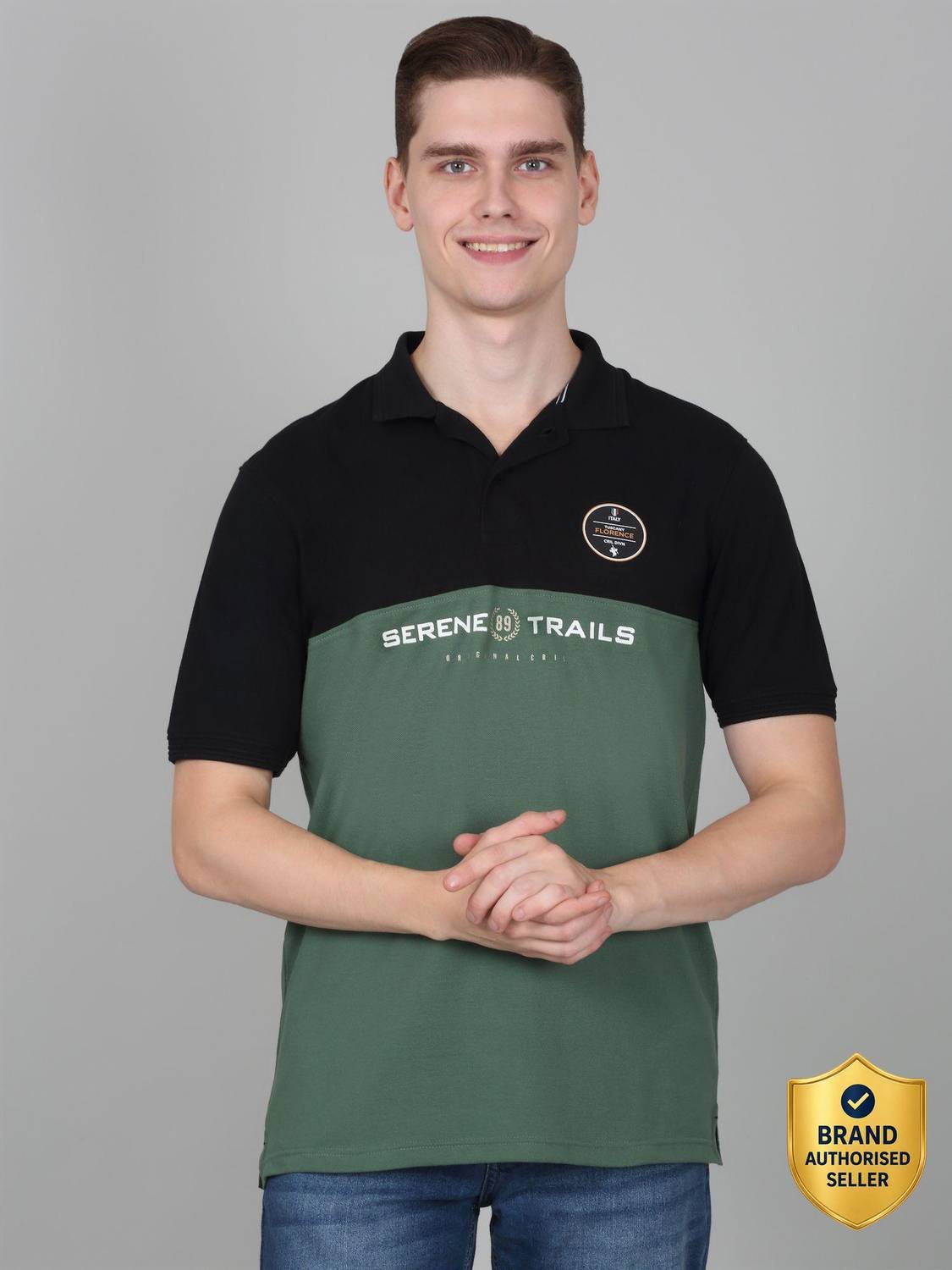 CANTABIL Dark Green Polo Neck T-Shirt - Image 1