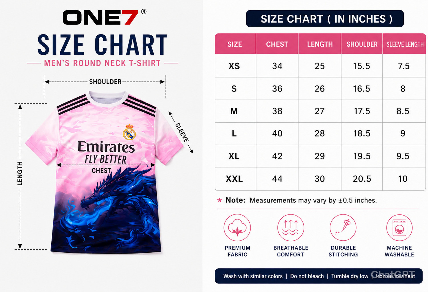 Image of ONE 7 Printed Men Round Neck Pink T-Shirt