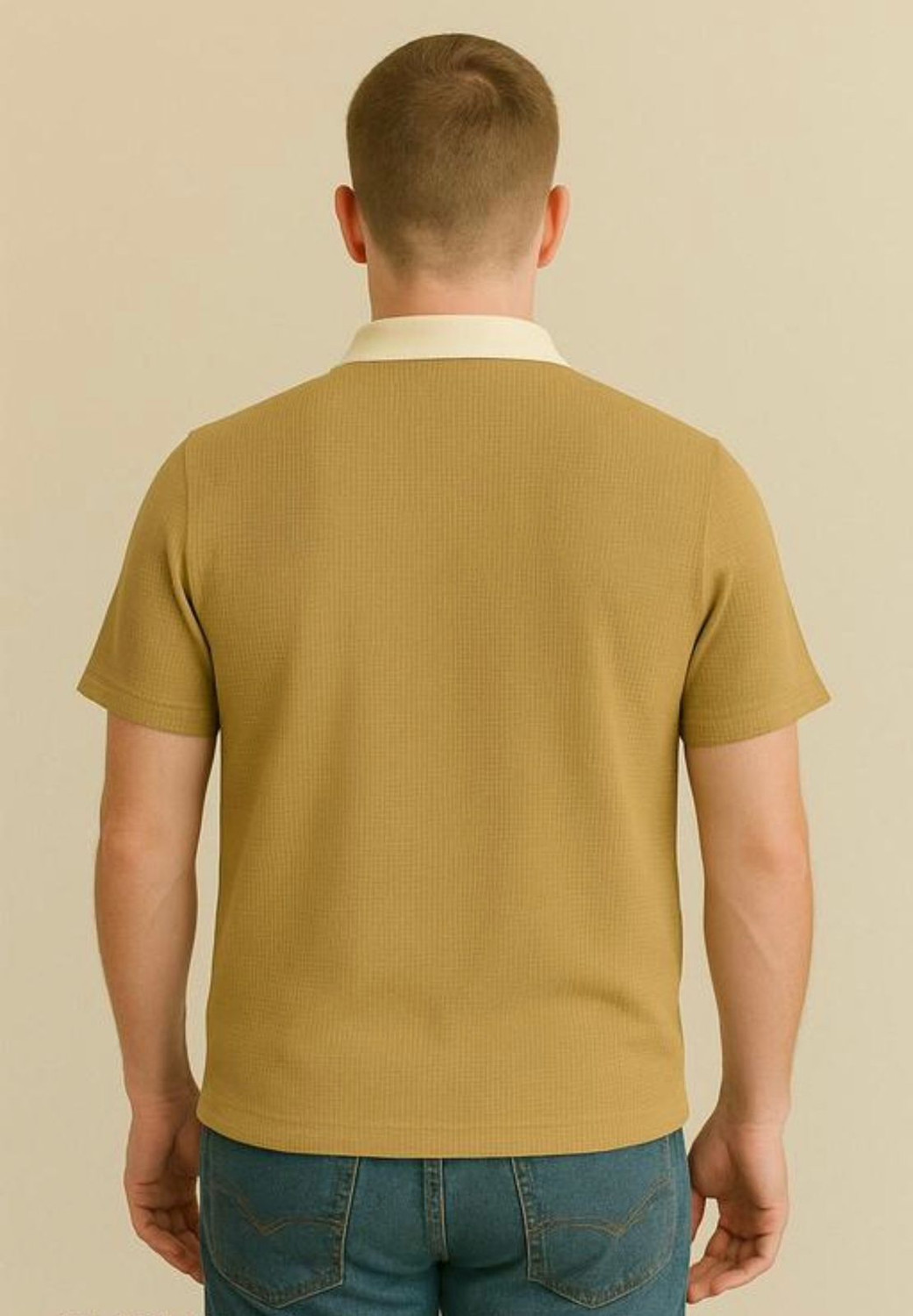 Image of Texfield Colorblock Men Zip Neck Brown, Dark Green T-Shirt
