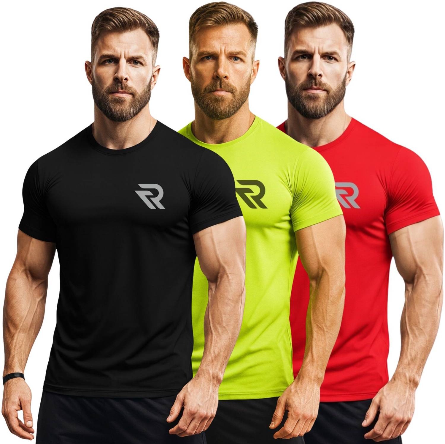 3colors Printed Men Round Neck Black, Red, Green T-Shirt