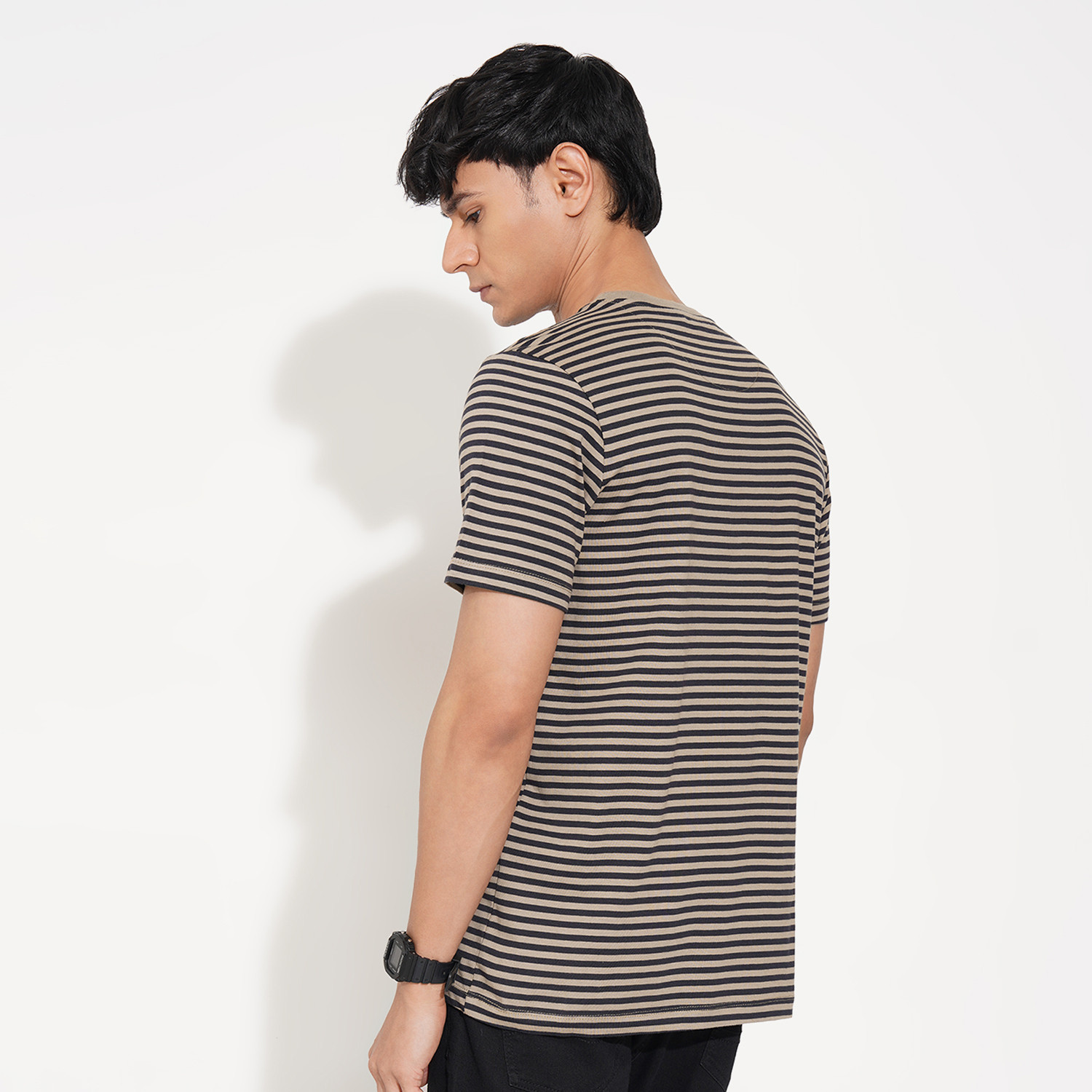 Image of SF Jeans by Pantaloons Striped Men Round Neck Multicolor T-Shirt