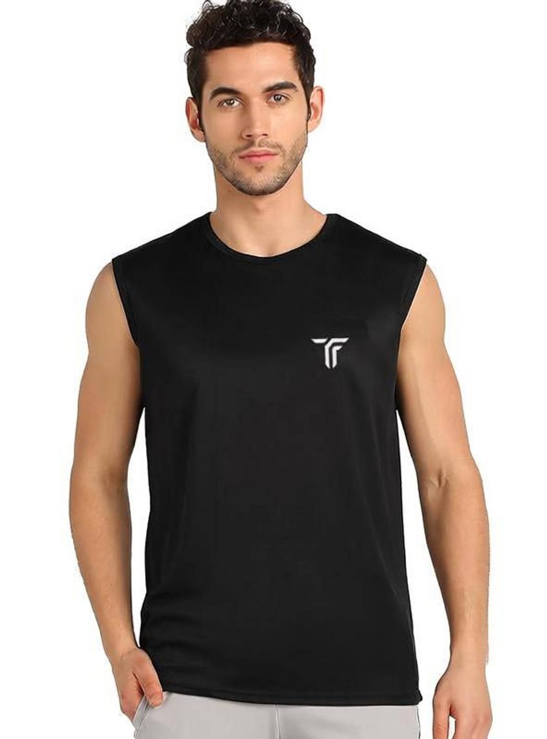 Think Tech Men Black Polyester T-Shirt - Image 1