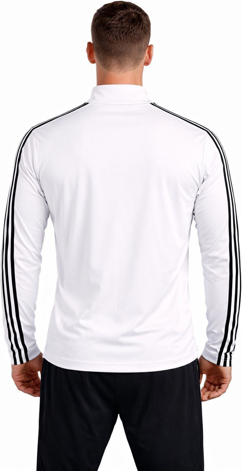 Image of Pochanki Striped Men Zip Neck White T-Shirt