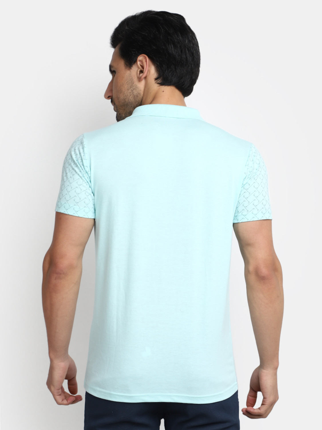 Image of V-MART Printed Men Polo Neck Light Green T-Shirt