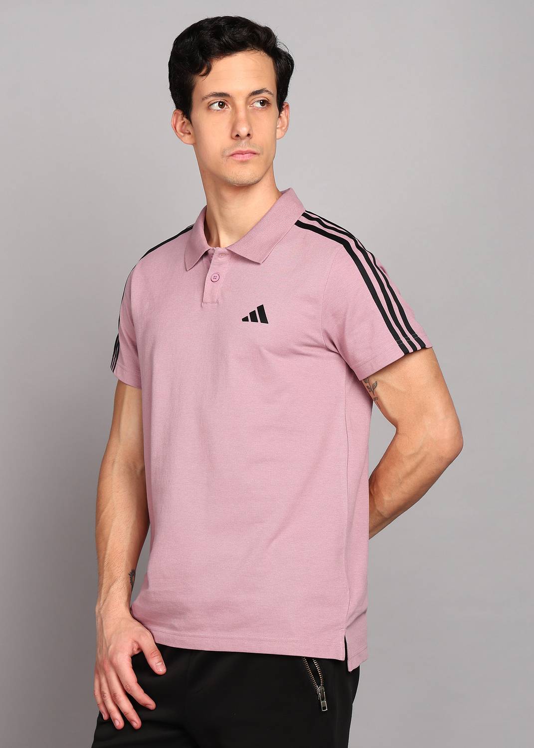 Adidas Men Purple Polo Neck T-Shirt - Image 3