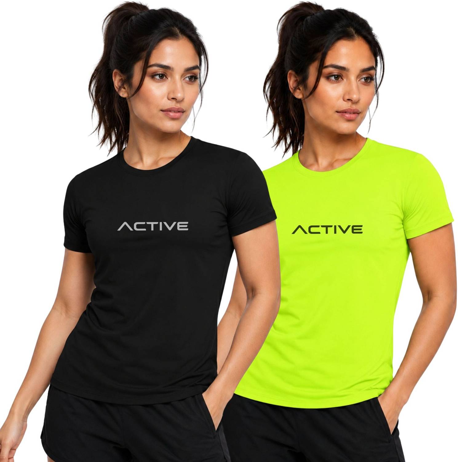 3colors Printed Women Round Neck Black, Green T-Shirt