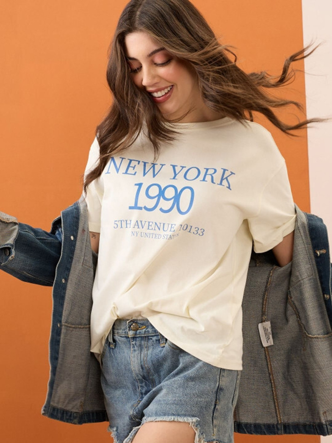 Image of Patche Typography Women Round Neck White T-Shirt