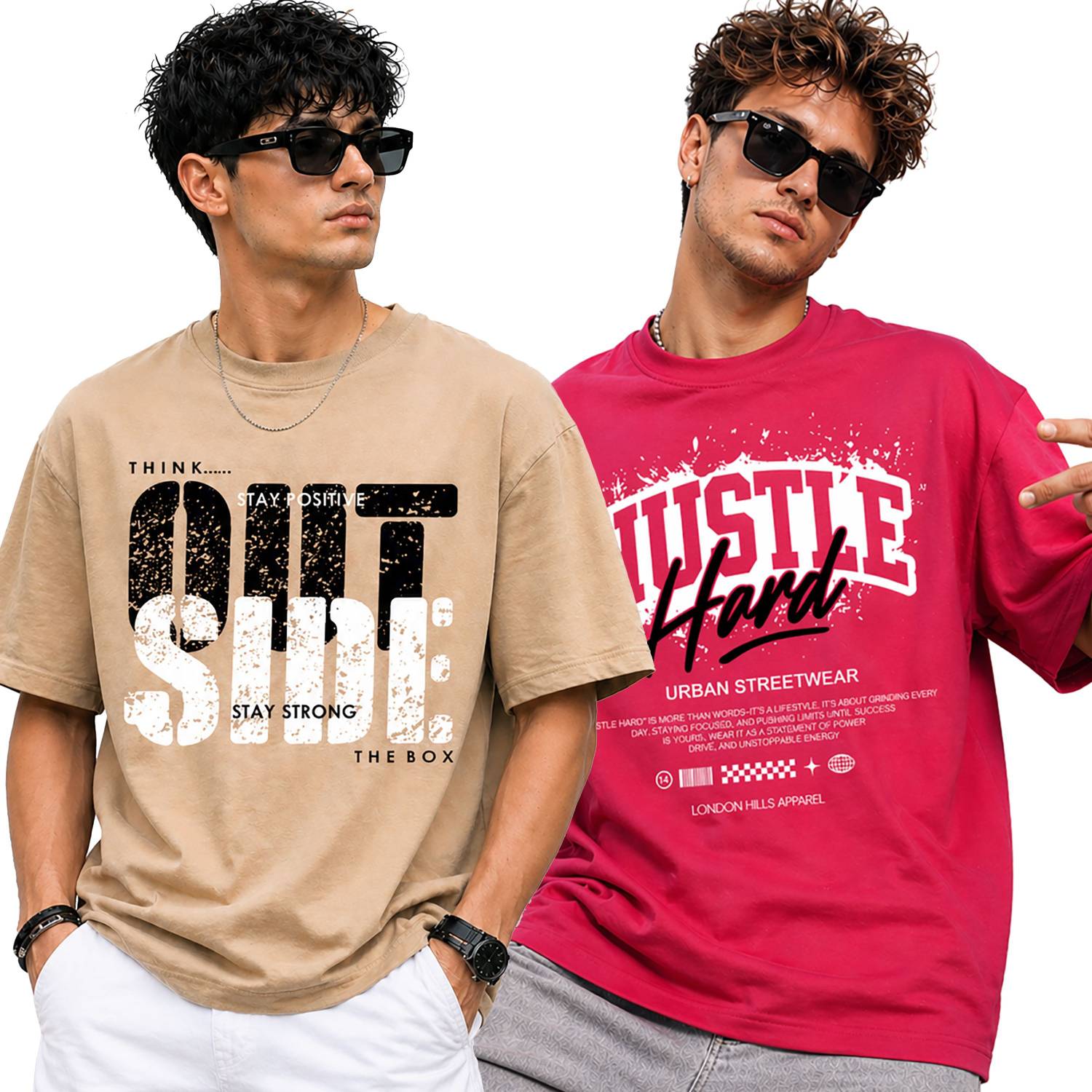 Creation London Hills Brown Pink T-Shirt Pack of 2 - Image 1
