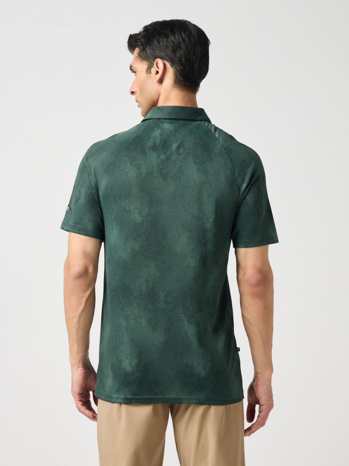 Image of TECHNOSPORT Graphic Print Men Polo Neck Green T-Shirt