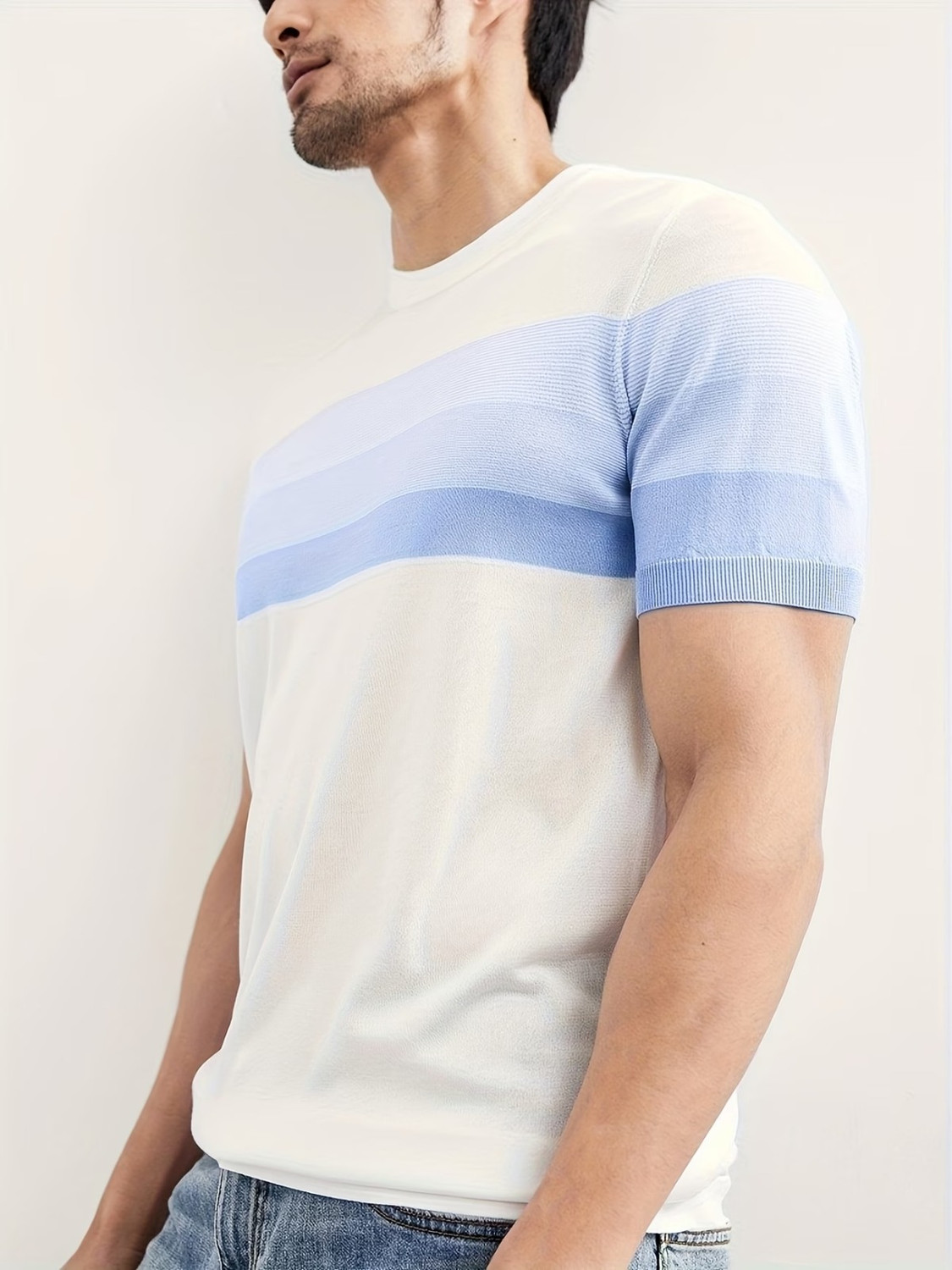 Image of sti Colorblock Men Round Neck Multicolor T-Shirt
