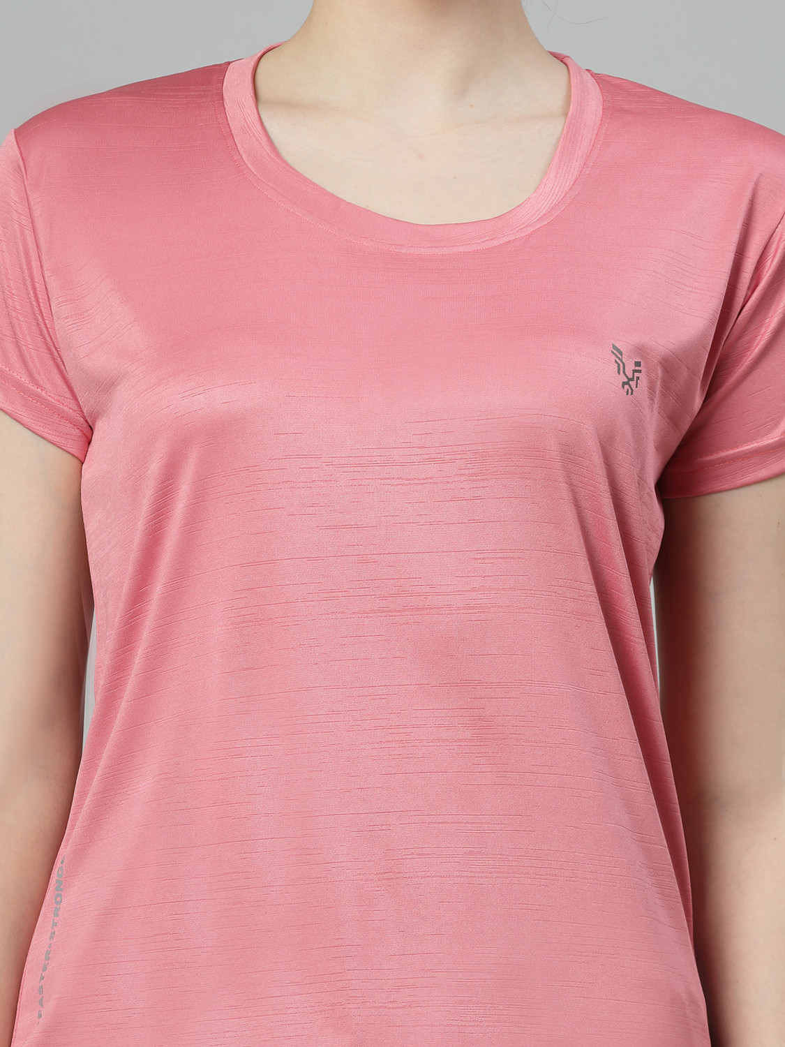 Image of UZARUS Solid Women Round Neck Grey, Pink T-Shirt