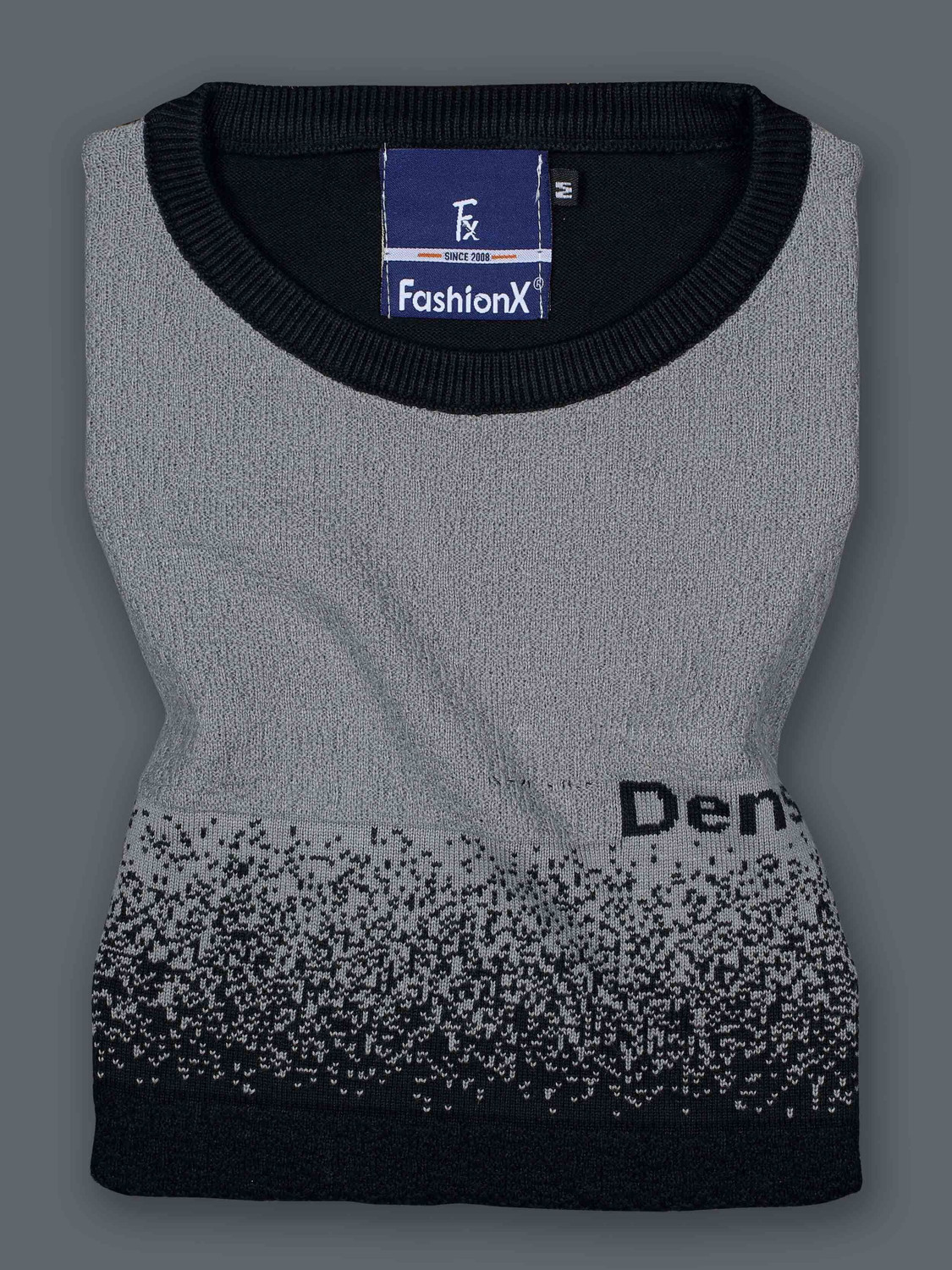 Image of fashionx Colorblock Men Round Neck Grey T-Shirt
