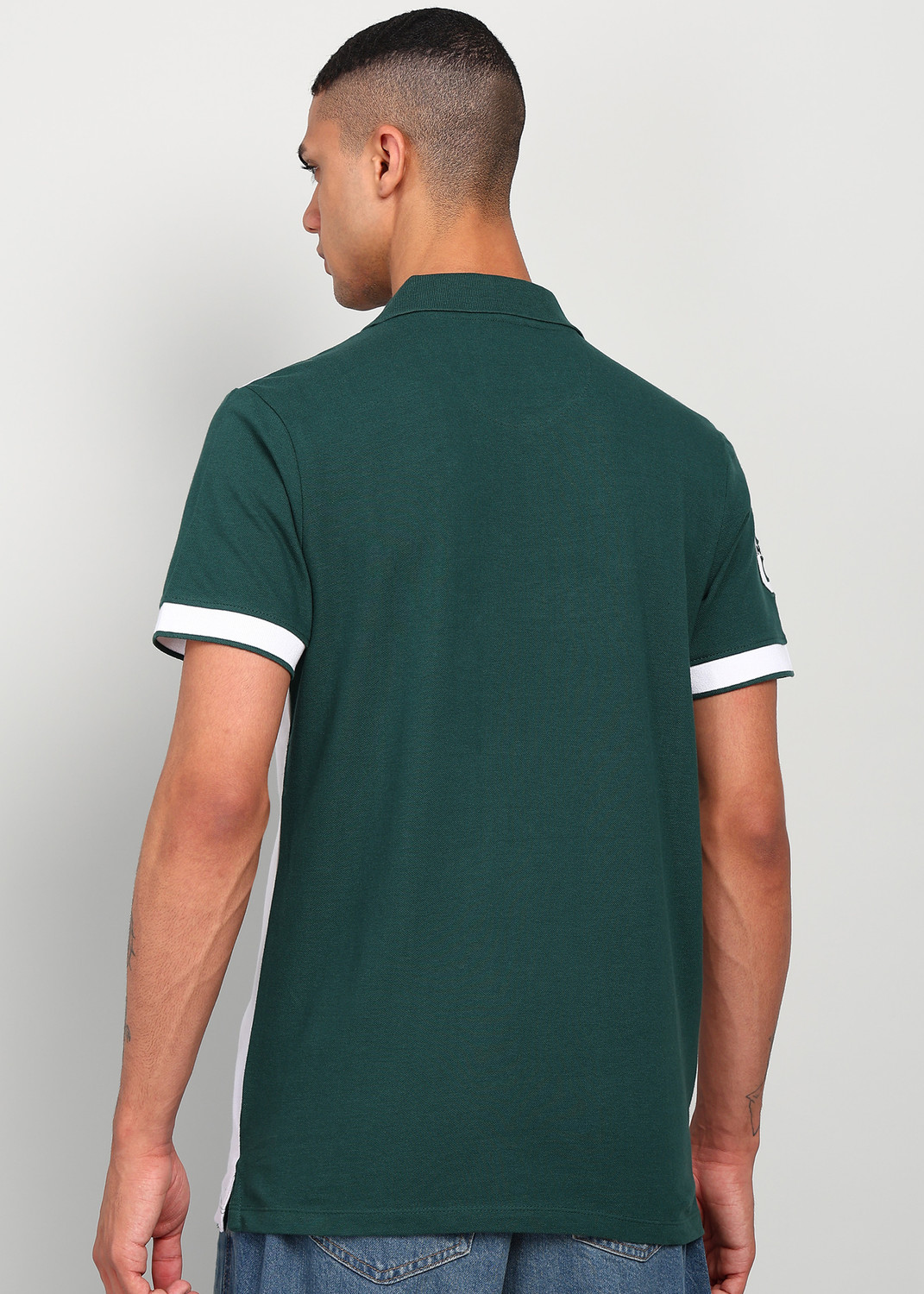 Image of KILLER Colorblock Men Polo Neck Green T-Shirt