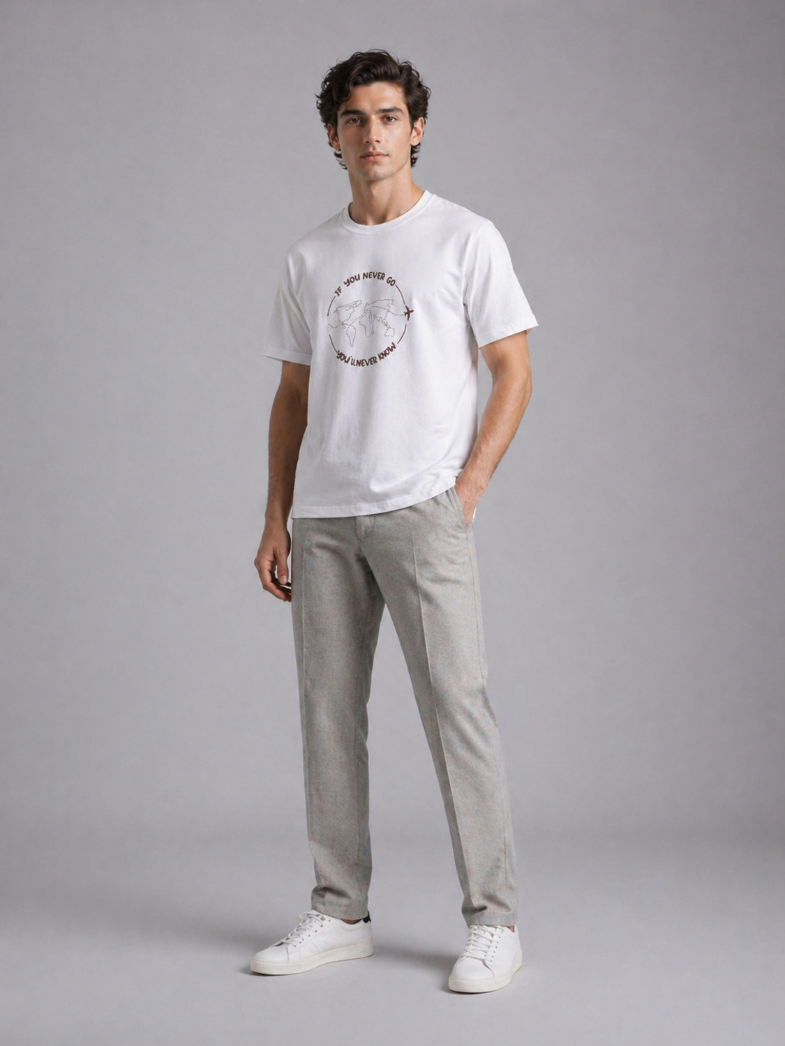 Image of Amplify Graphic Print Men Round Neck White T-Shirt