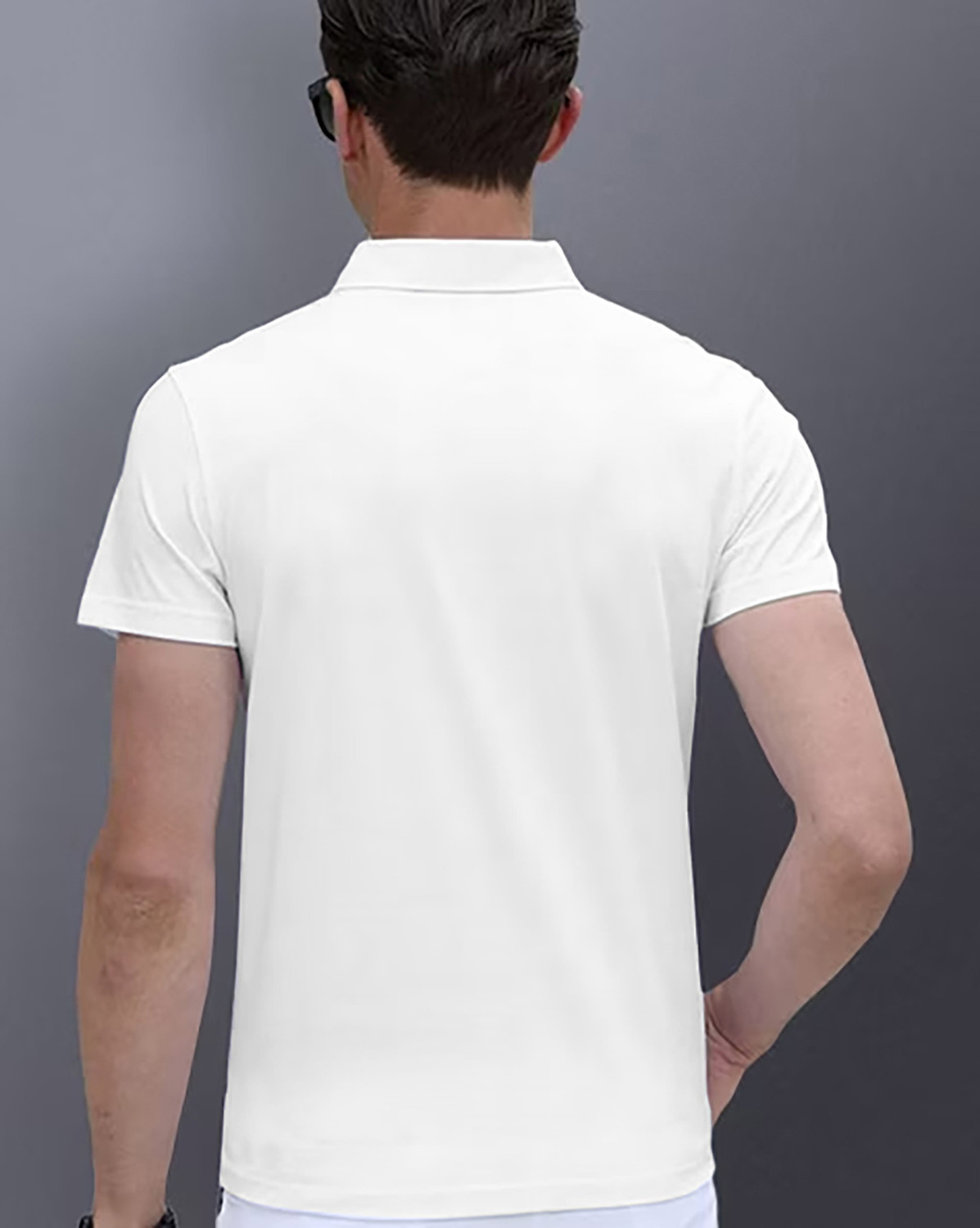 Image of AUSK Men Striped Polo Neck Cotton Blend White, Blue T-Shirt