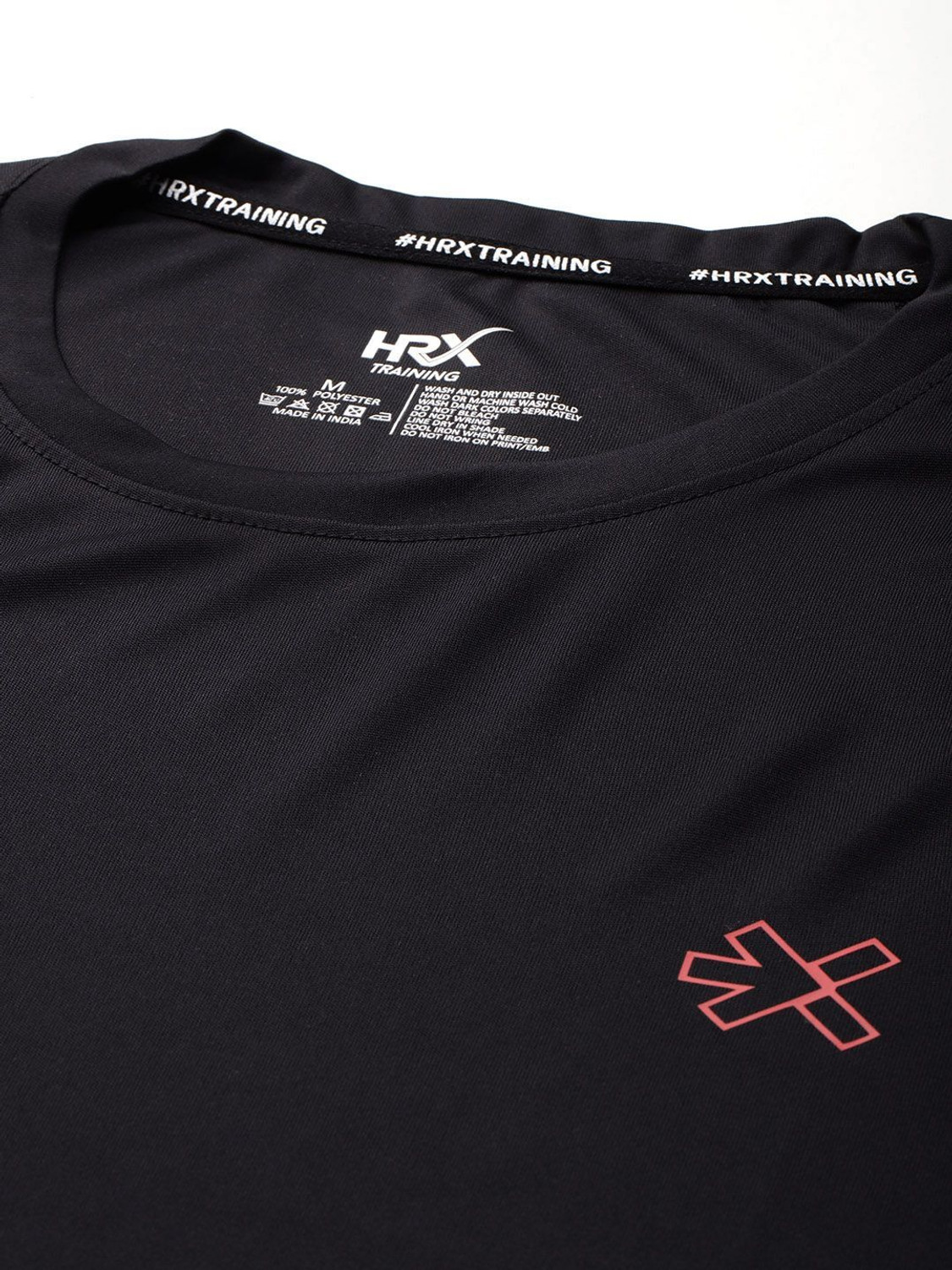 Image of HRX by Hrithik Roshan Printed Men Round Neck Black T-Shirt