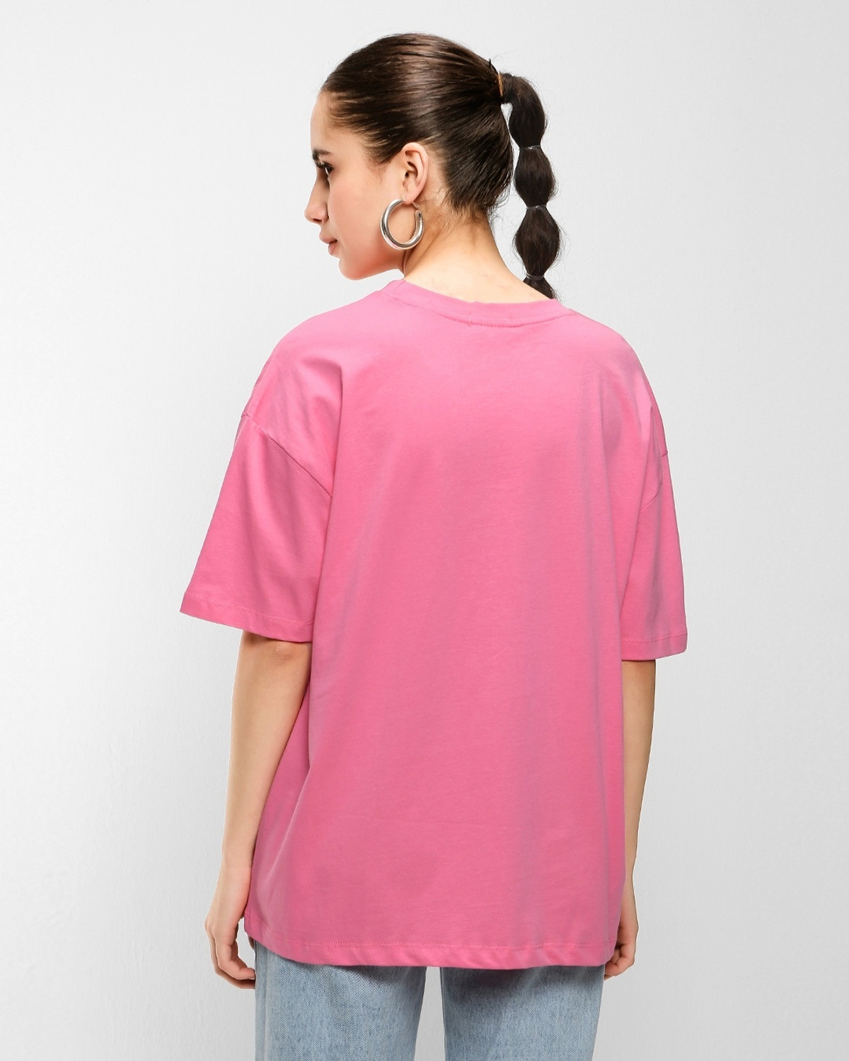 Image of BEWAKOOF Graphic Print Women Round Neck Pink T-Shirt