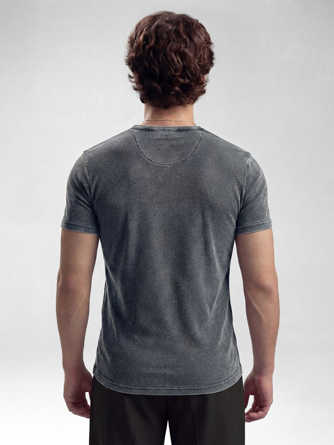 Image of FUGAZEE Solid Men Henley Neck Grey T-Shirt