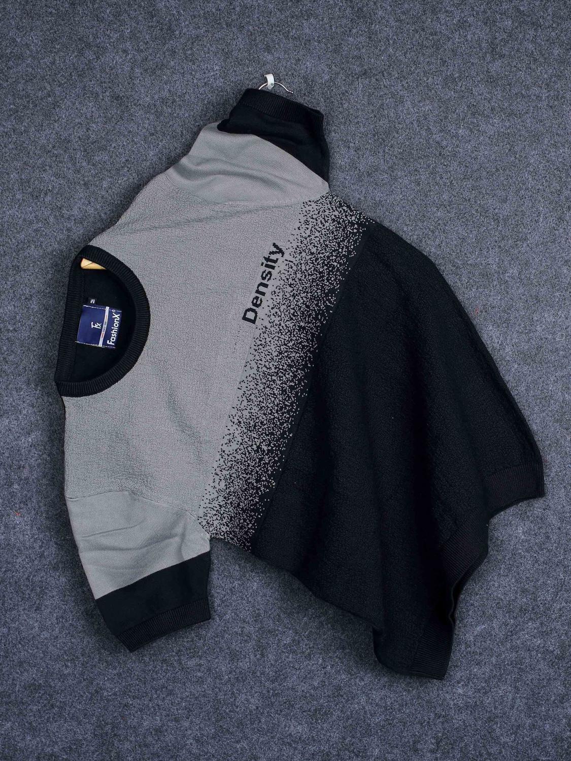 Image of fashionx Colorblock Men Round Neck Grey T-Shirt