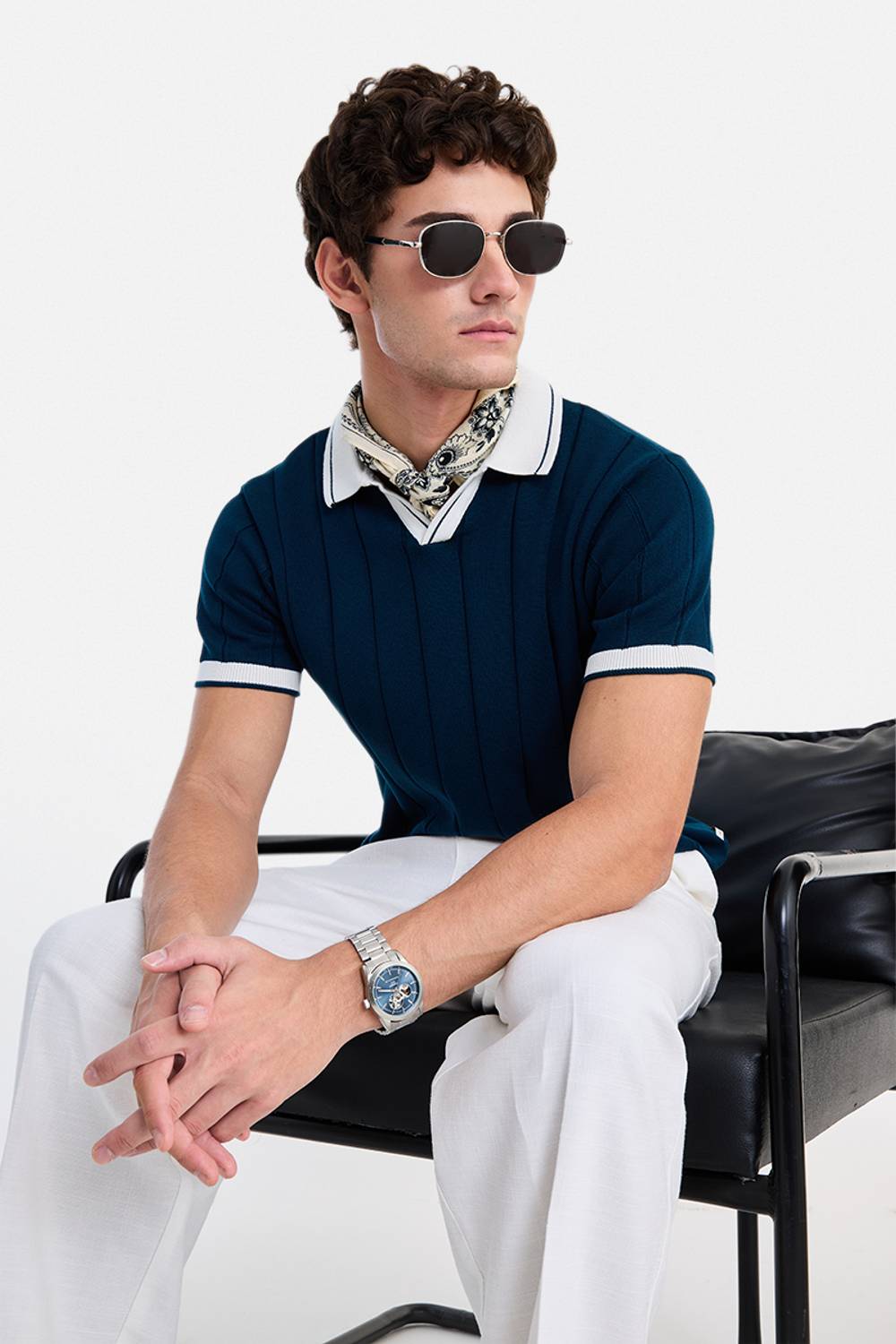 Snitch Navy Blue Polo Neck T-Shirt