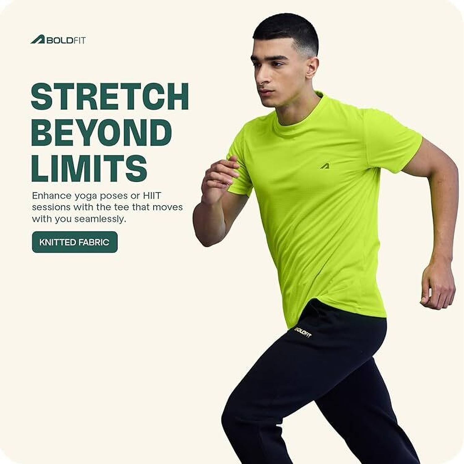 Image of Boldfit Athleisure Solid Men Round Neck Green T-Shirt