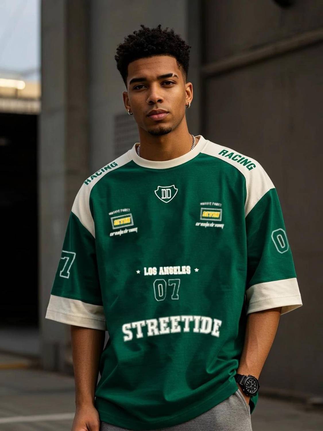 THALASI Men Green Crew Neck T-Shirt - Image 1